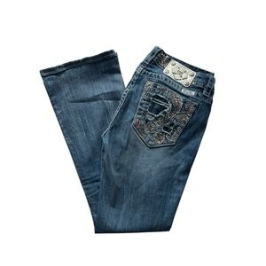 Miss Me Blue Boot Cut Jeans with Silver Accents
